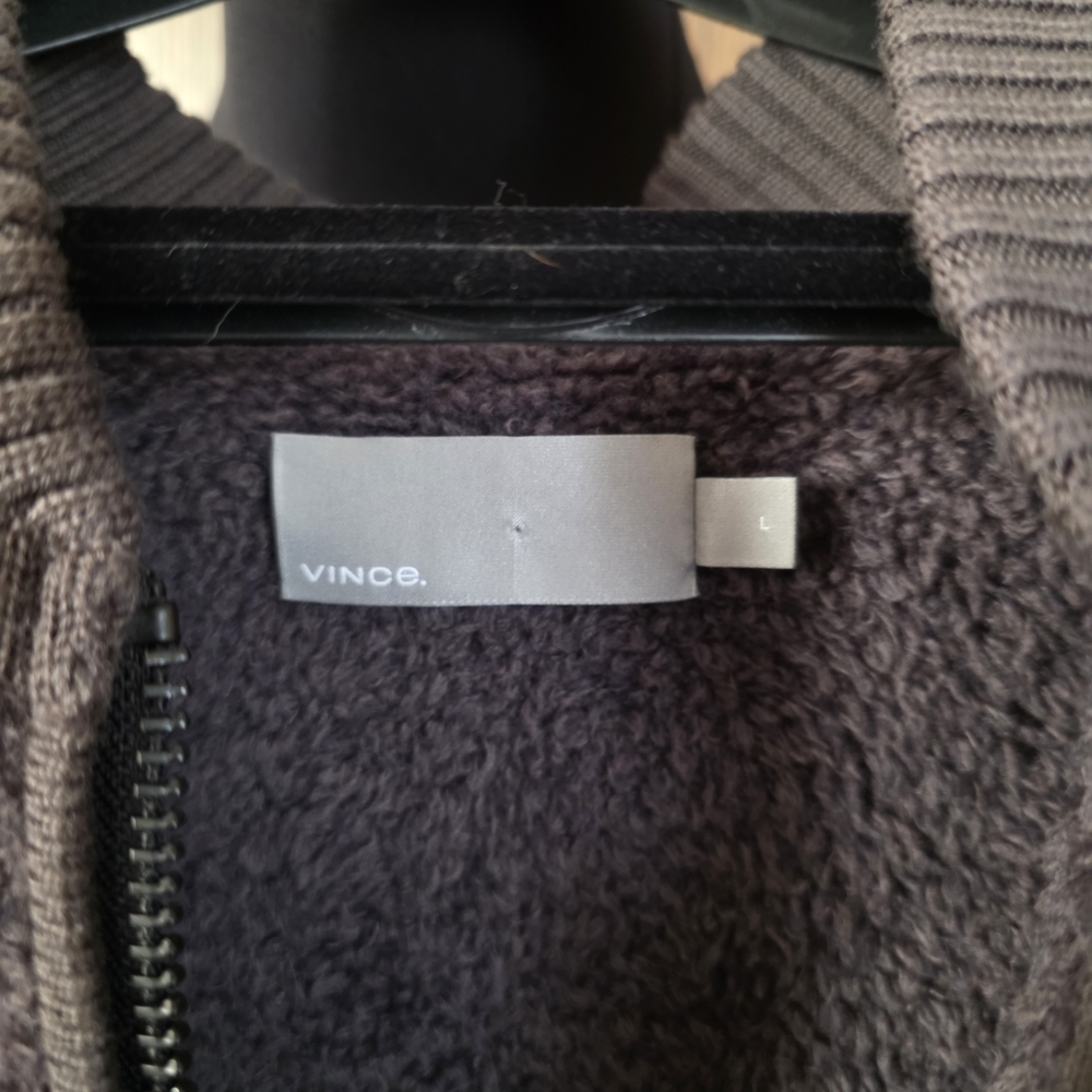 LAST CHANCE Vince Men's Heather Gray Zip-Up Sweater - Picture 3 of 4